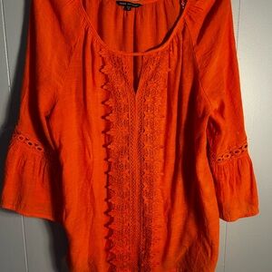 Orange Lace Detail Women's size Large  Top